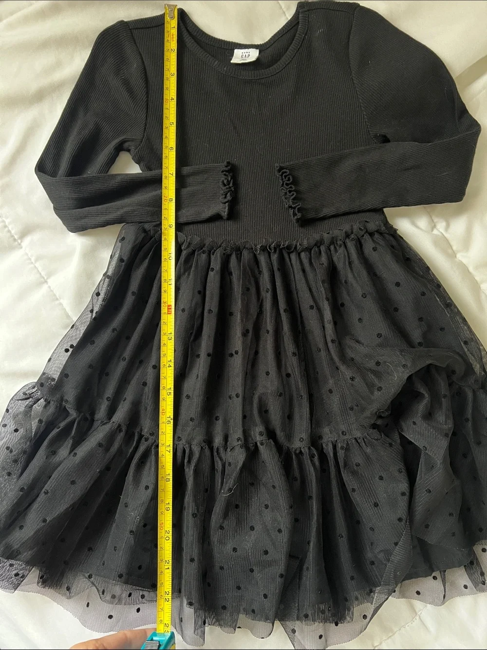 GAP Black 5T Long-Sleeve Tulle Dot Party Dress